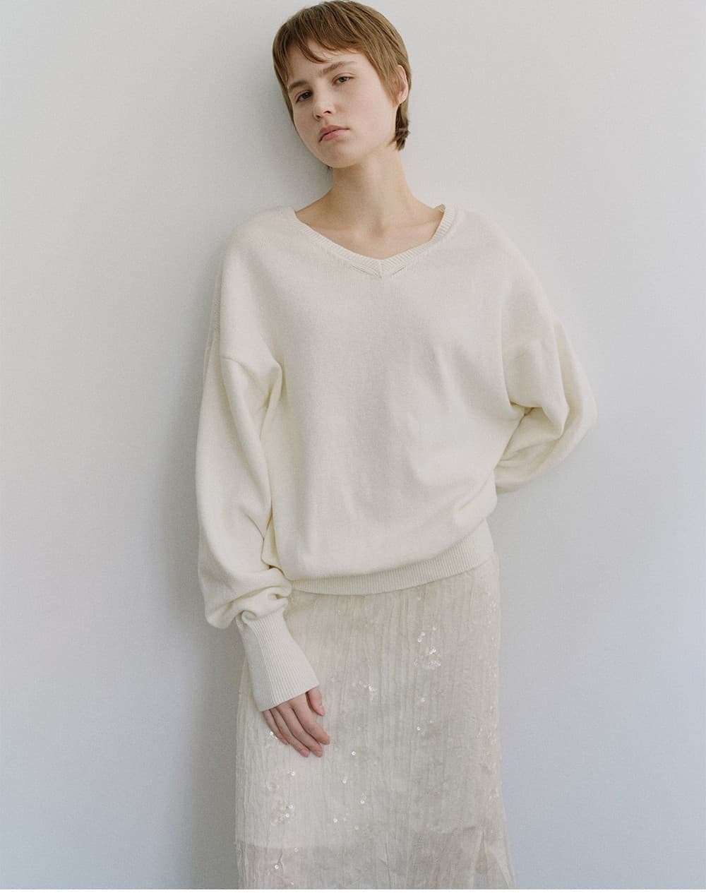 TIS LAYERED SPANGLE SKIRT_IVORY — vue 11