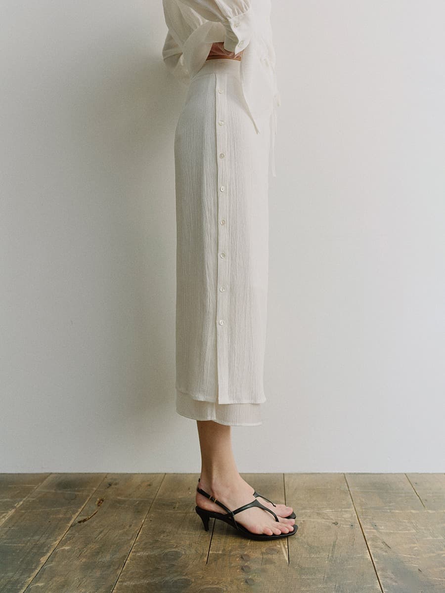 TIS SHEER LAYERED SIDE BUTTON SKIRT_WHITE — vue 6