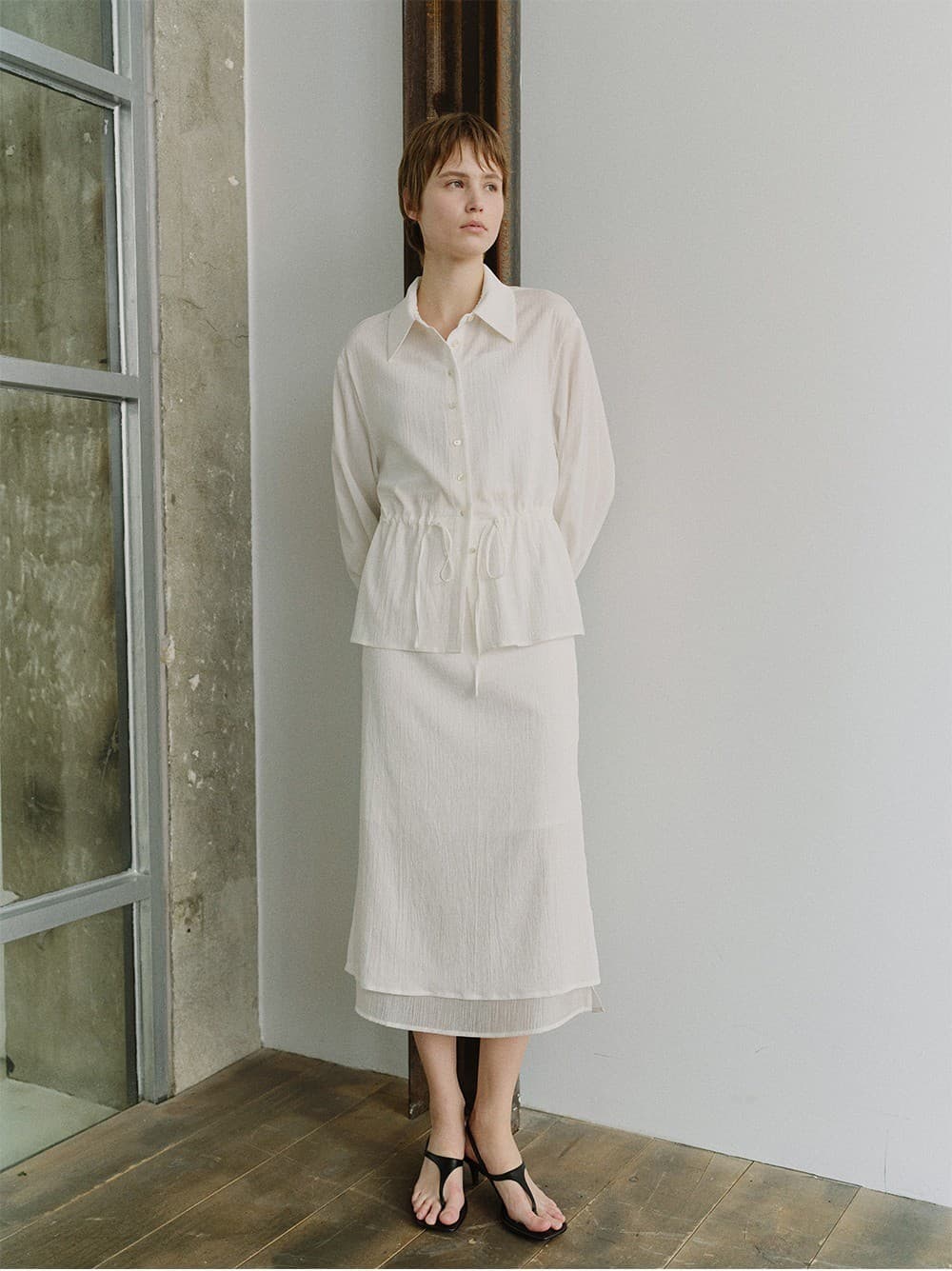 TIS SHEER LAYERED SIDE BUTTON SKIRT_WHITE — vue 8