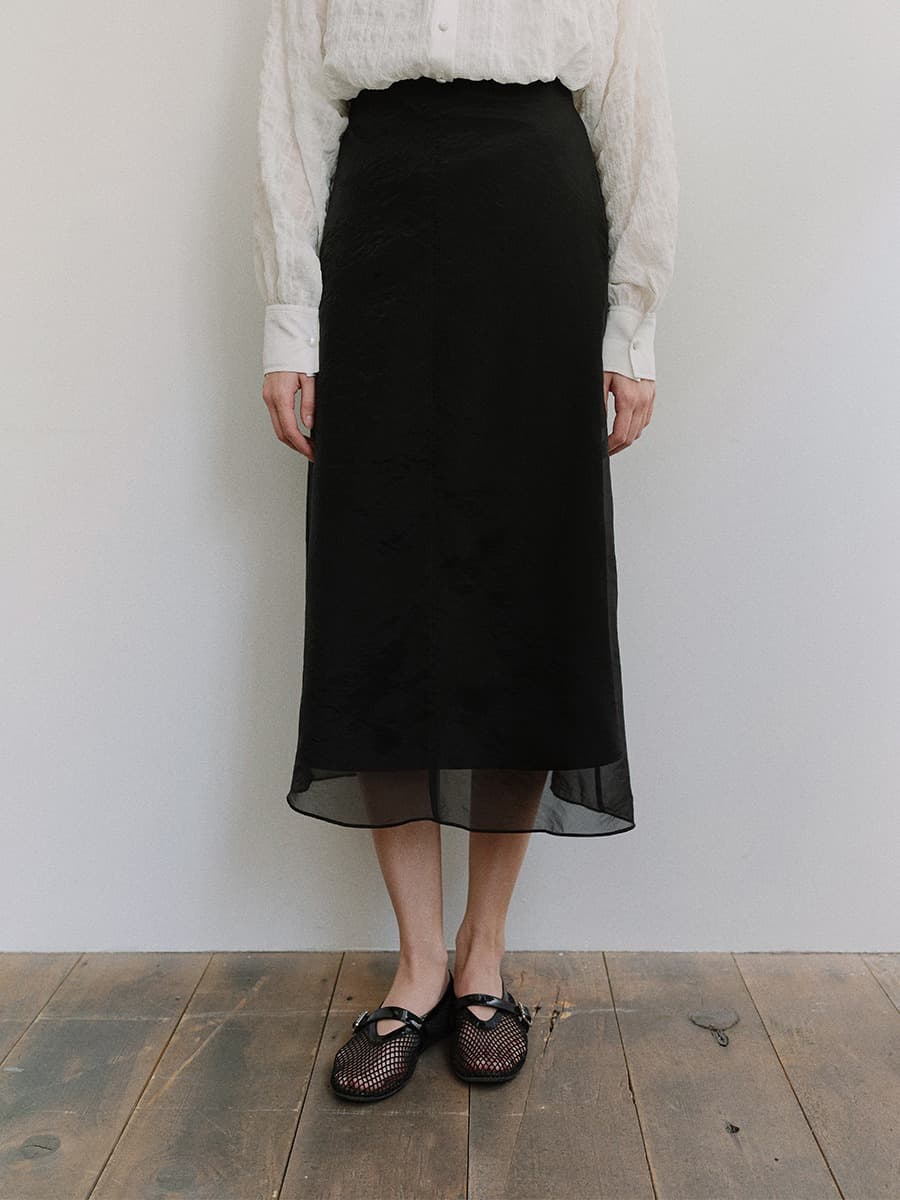 TIS FLORAL SHEER OVERLAY SKIRT_BLACK — vue 1