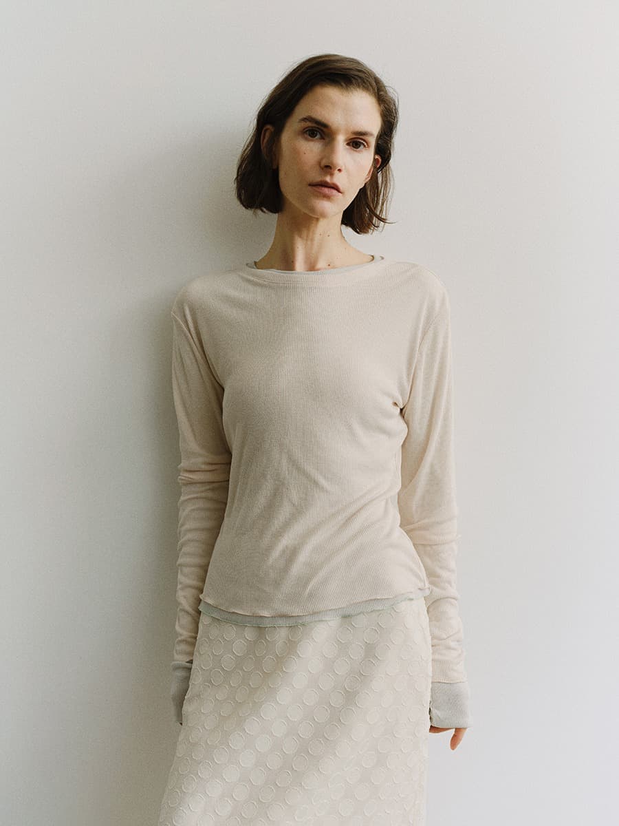 TIS RIB SLIM TOP_L-BEIGE — vue 2