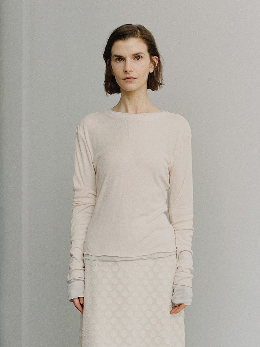 TIS RIB SLIM TOP_L-BEIGE — vue 1