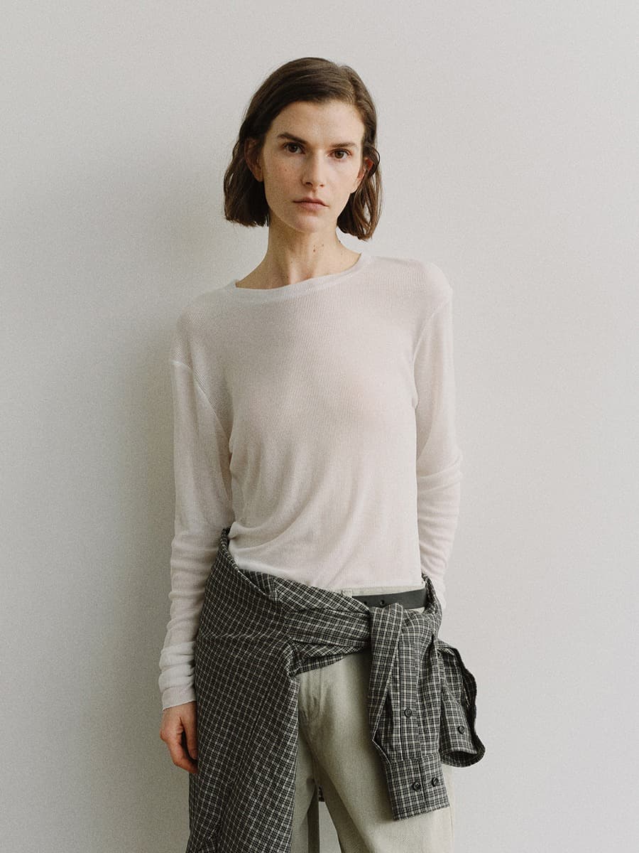 TIS RIB SLIM TOP_IVORY — vue 1