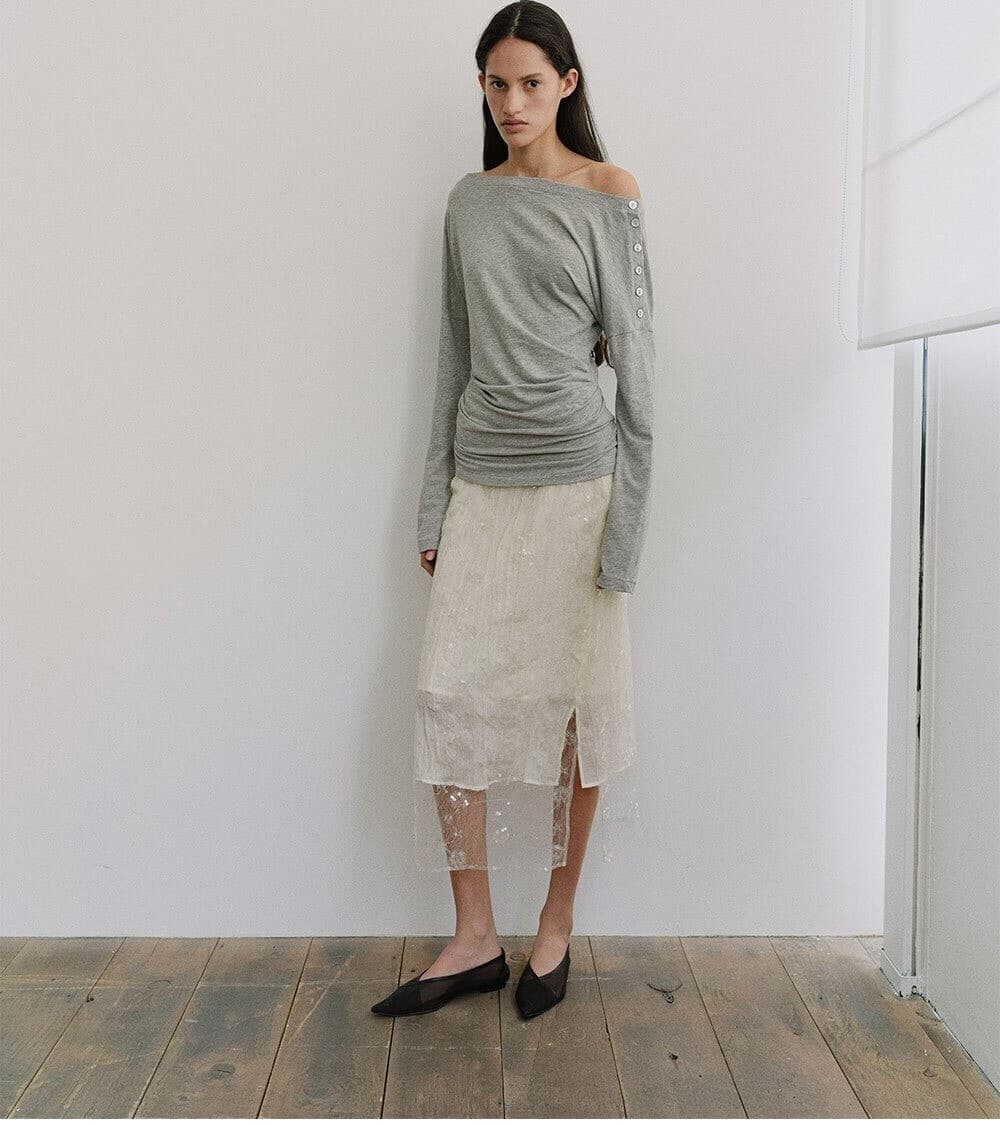 TIS BUTTON OFF-SHOULDER TOP_ M-GREY — vue 11