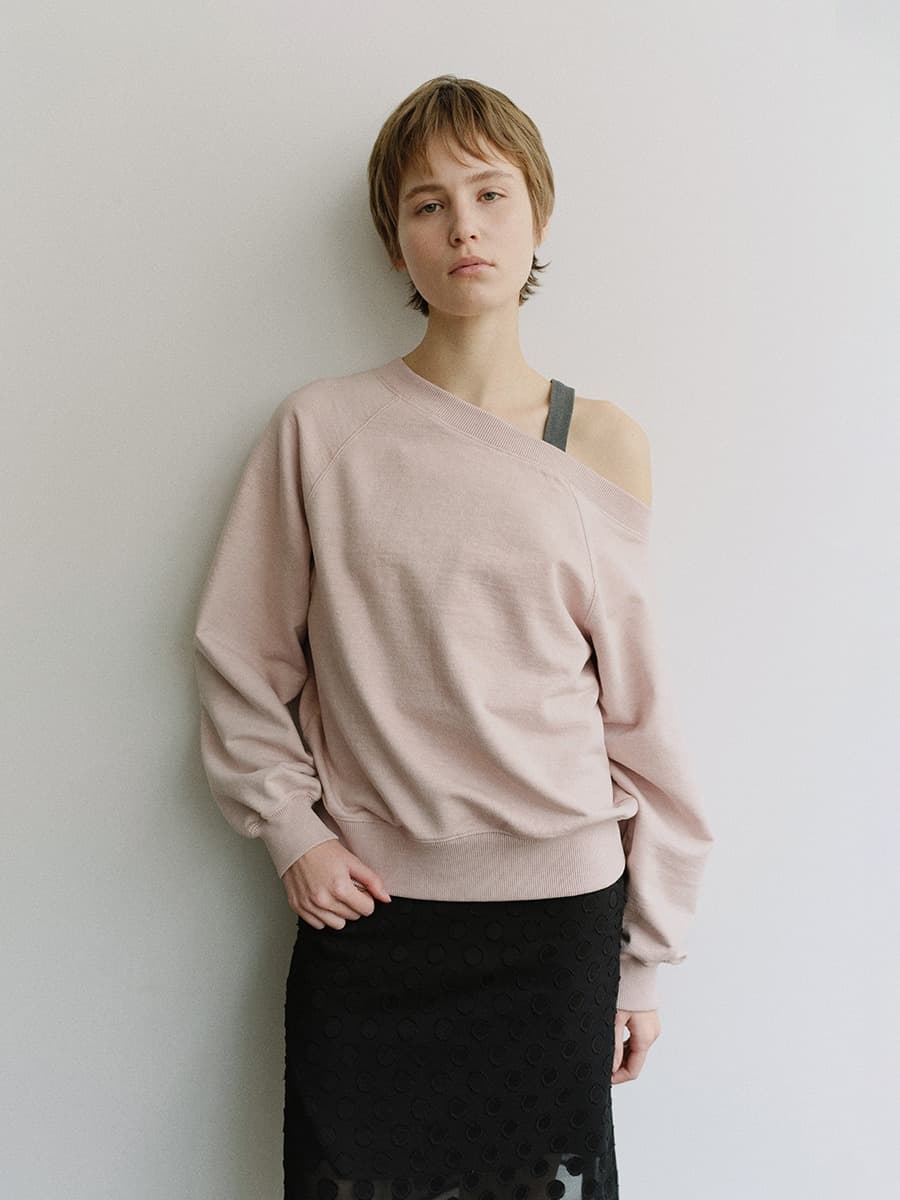 TIS PIGMENT OFF SHOULDER SWEATSHIRT SET_PINK & CHARCOAL — vue 3