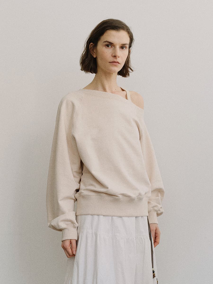 TIS PIGMENT OFF SHOULDER SWEATSHIRT SET_BEIGE & BEIGE — vue 7