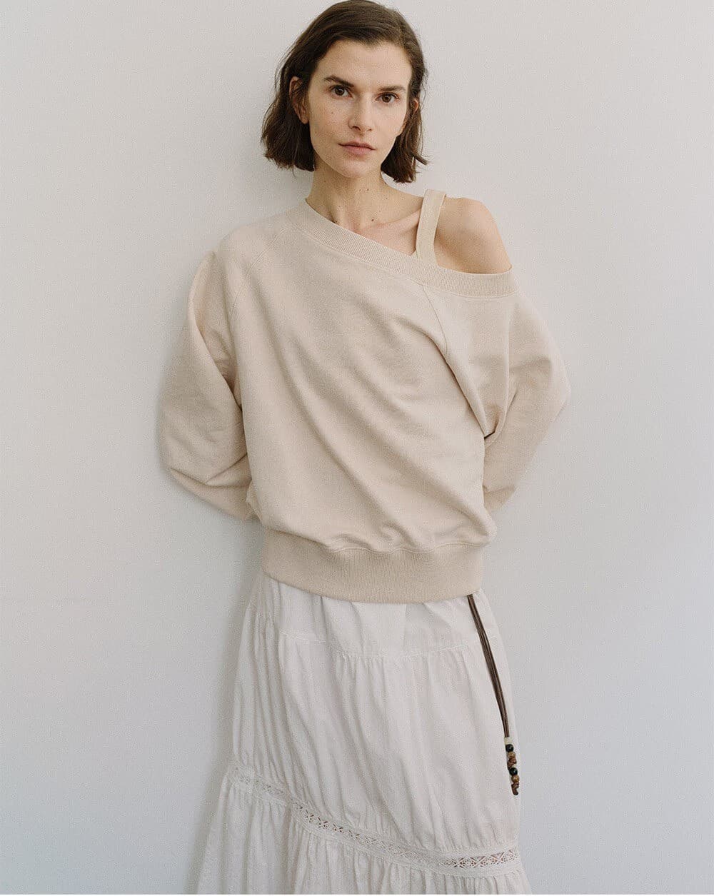 TIS PIGMENT OFF SHOULDER SWEATSHIRT SET_BEIGE & BEIGE — vue 8