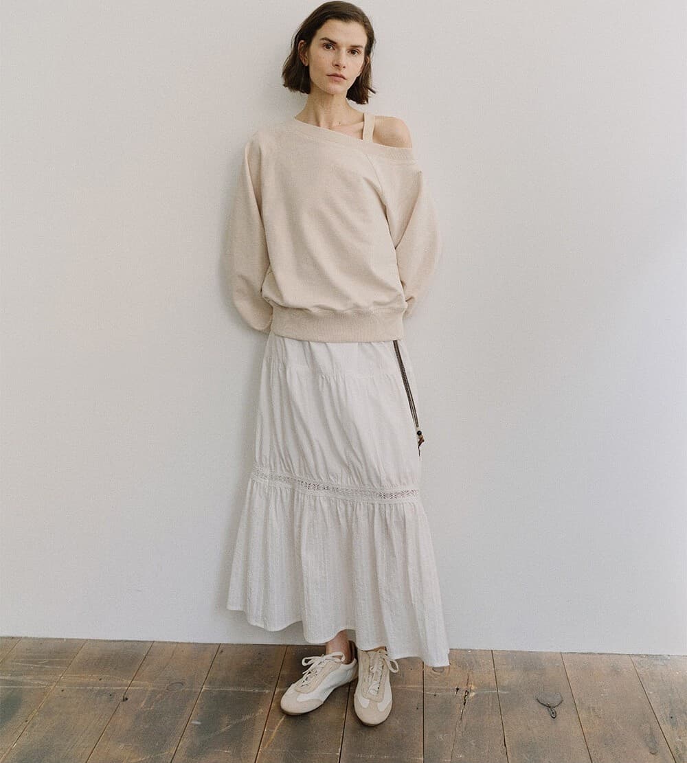 TIS PIGMENT OFF SHOULDER SWEATSHIRT SET_BEIGE & BEIGE — vue 9