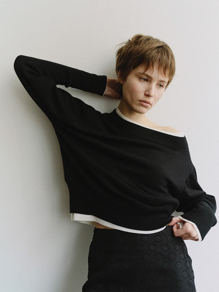 TIS WOOL OFF-SHOULDER KNIT TOP_BLACK — vue 3