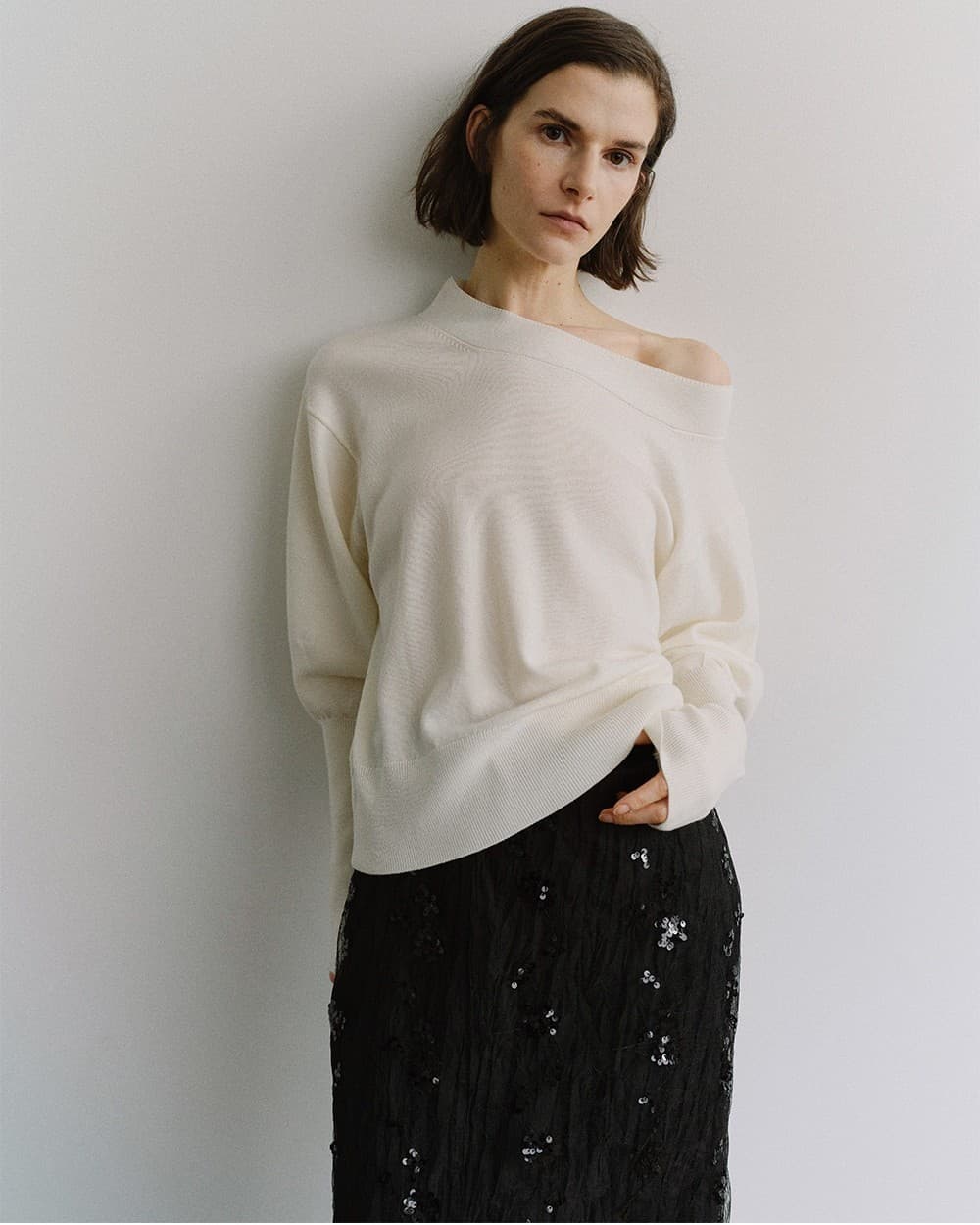 TIS WOOL OFF-SHOULDER KNIT TOP_IVORY — vue 8