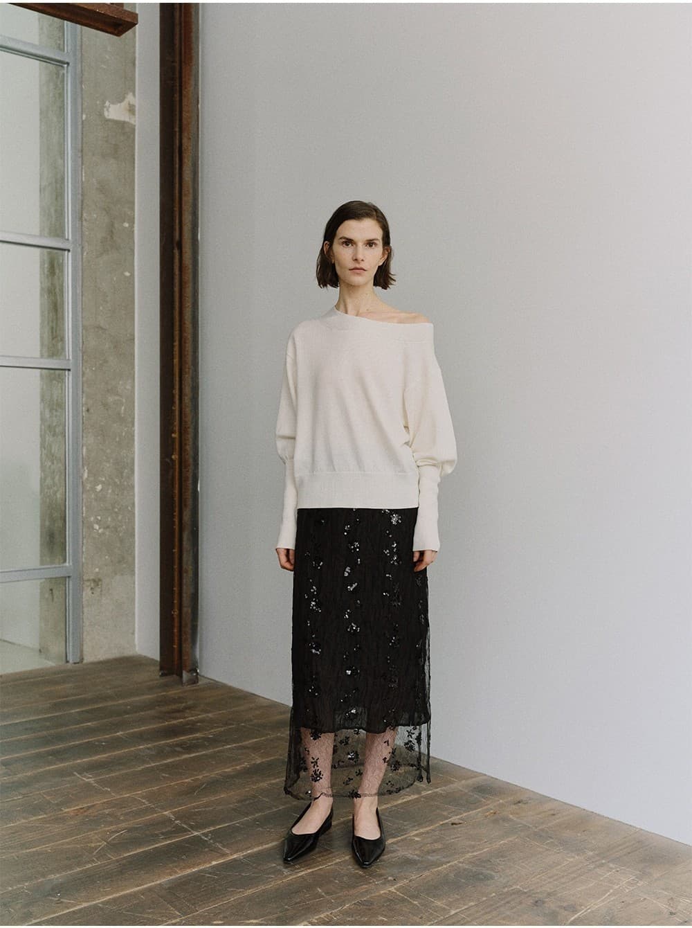 TIS WOOL OFF-SHOULDER KNIT TOP_IVORY — vue 11