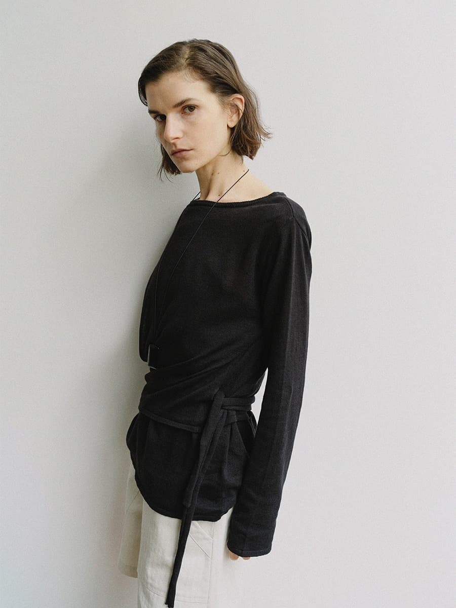TIS TWIST LAYER KNIT TOP_BLACK — vue 5
