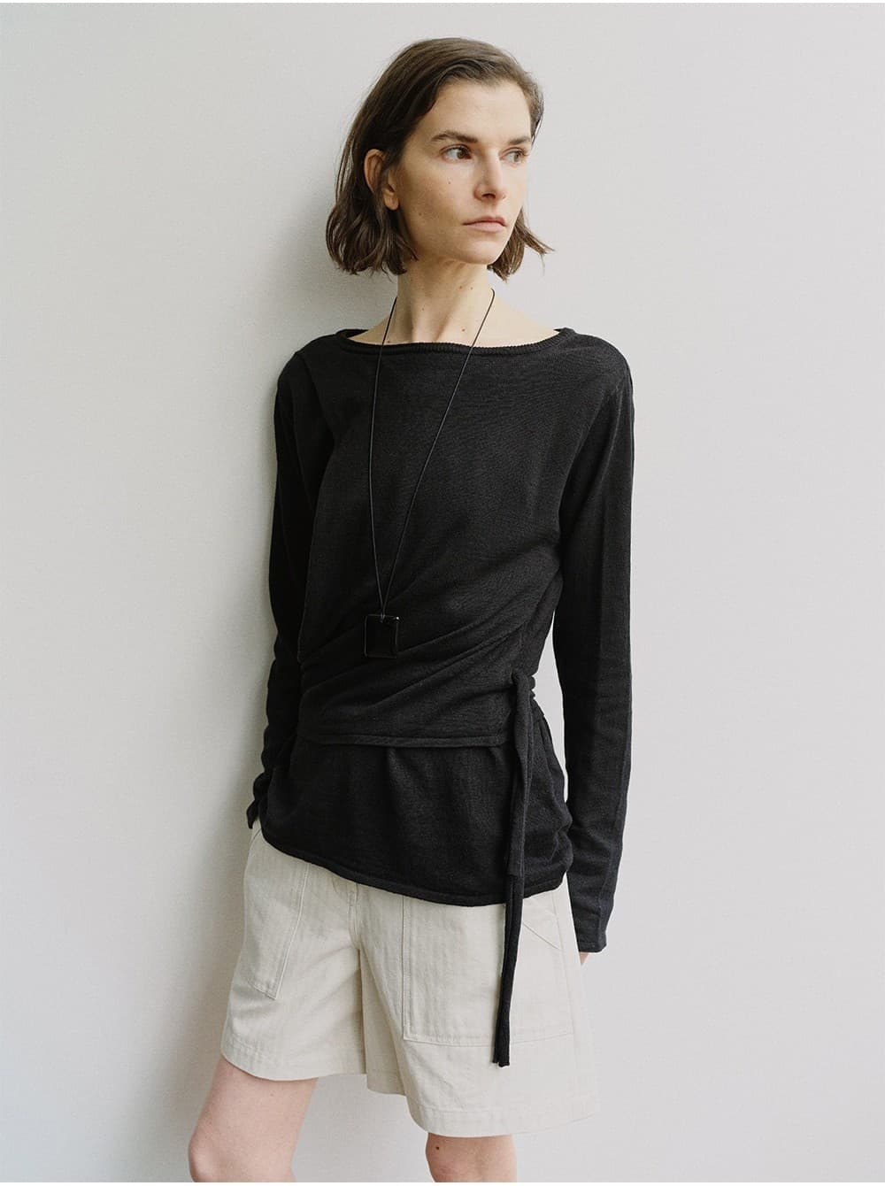 TIS TWIST LAYER KNIT TOP_BLACK — vue 11