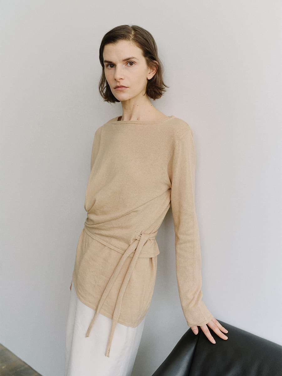 TIS TWIST LAYER KNIT TOP_BEIGE — vue 3