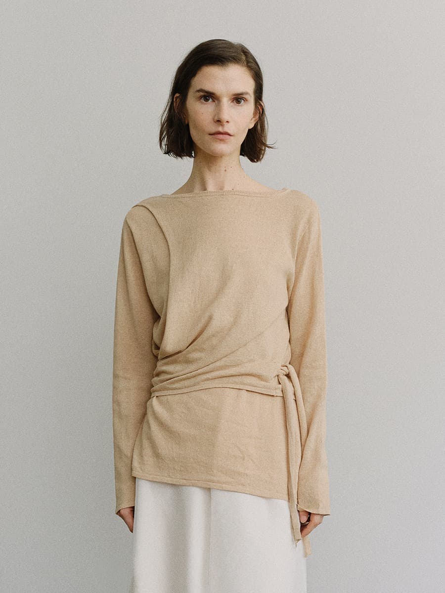 TIS TWIST LAYER KNIT TOP_BEIGE — vue 4
