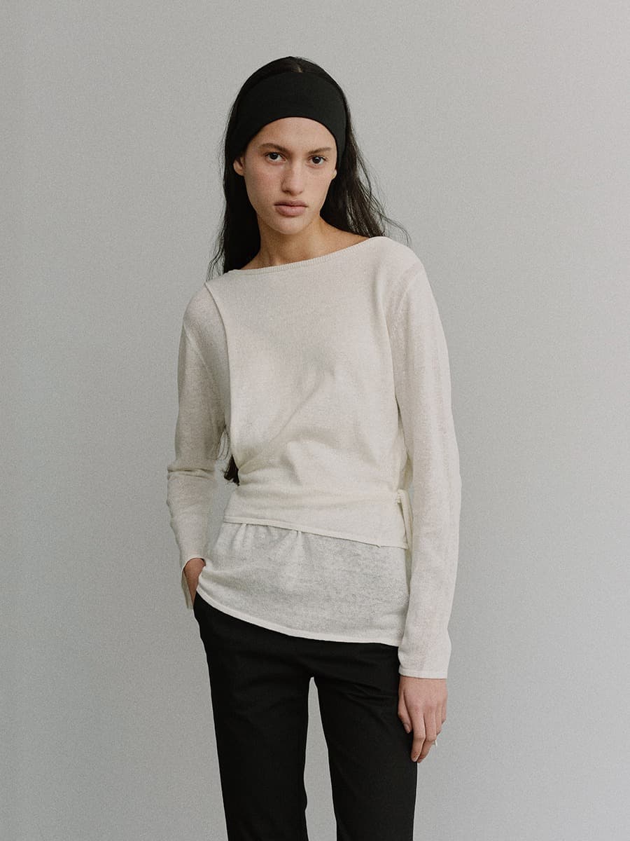 TIS TWIST LAYER KNIT TOP_WHITE — vue 2