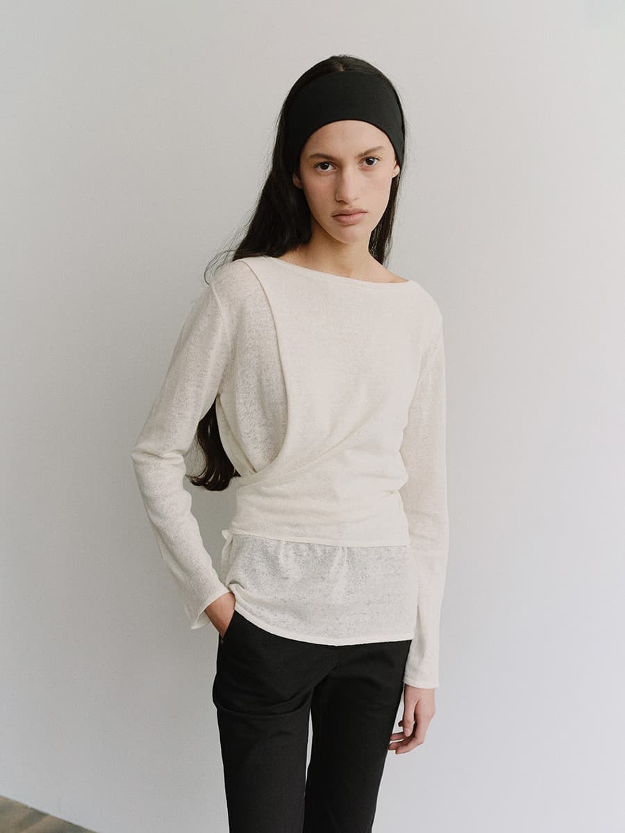 TIS TWIST LAYER KNIT TOP_WHITE — vue 3