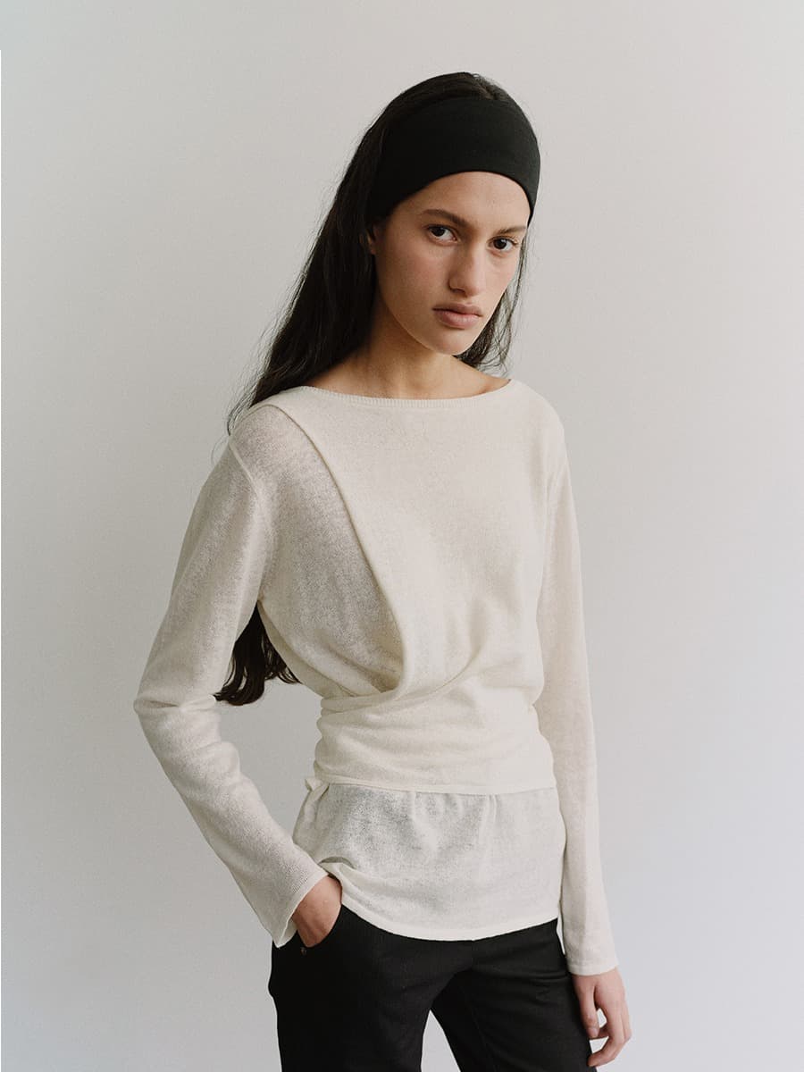 TIS TWIST LAYER KNIT TOP_WHITE — vue 5