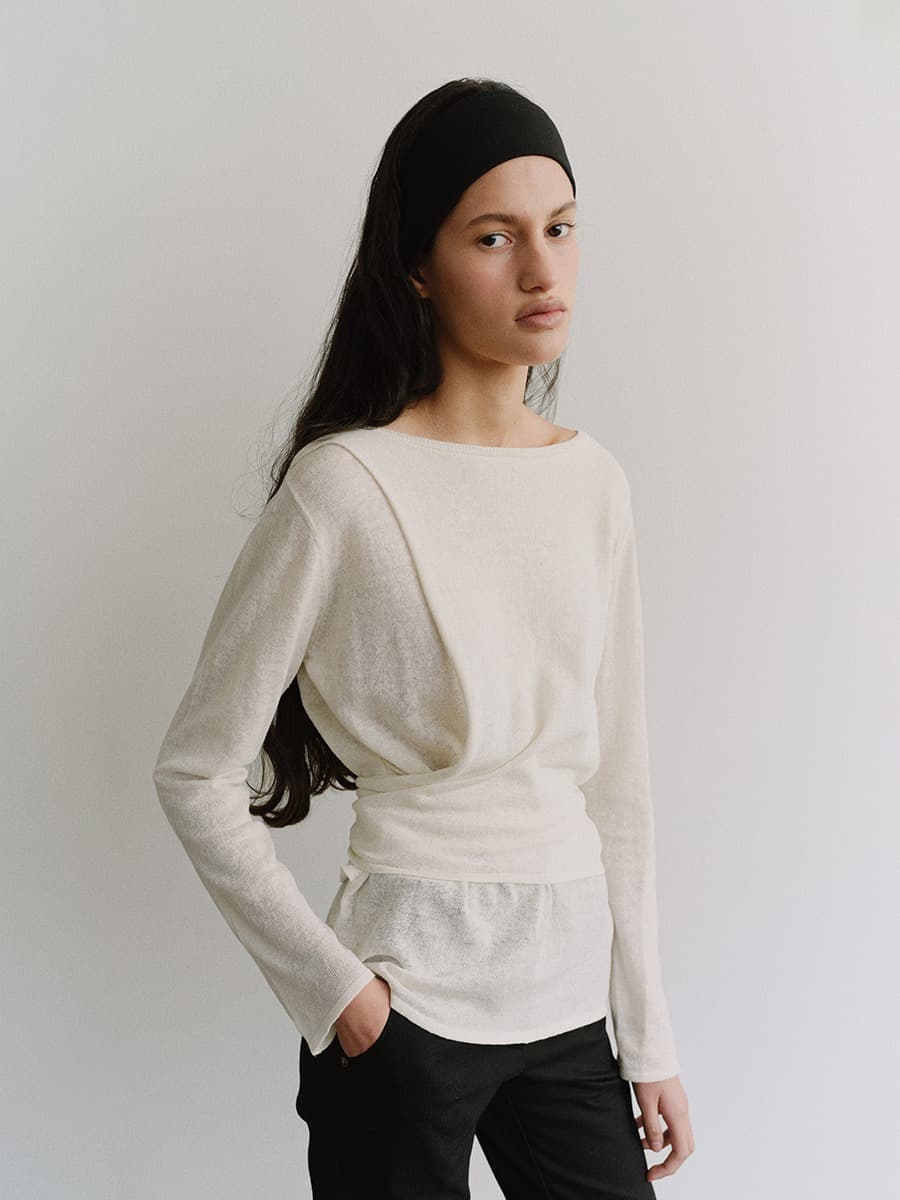 TIS TWIST LAYER KNIT TOP_WHITE — vue 6