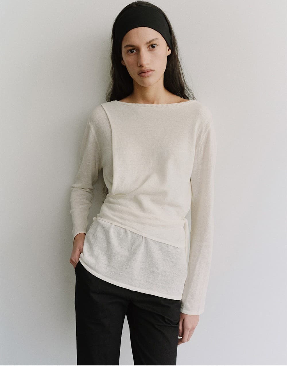 TIS TWIST LAYER KNIT TOP_WHITE — vue 8