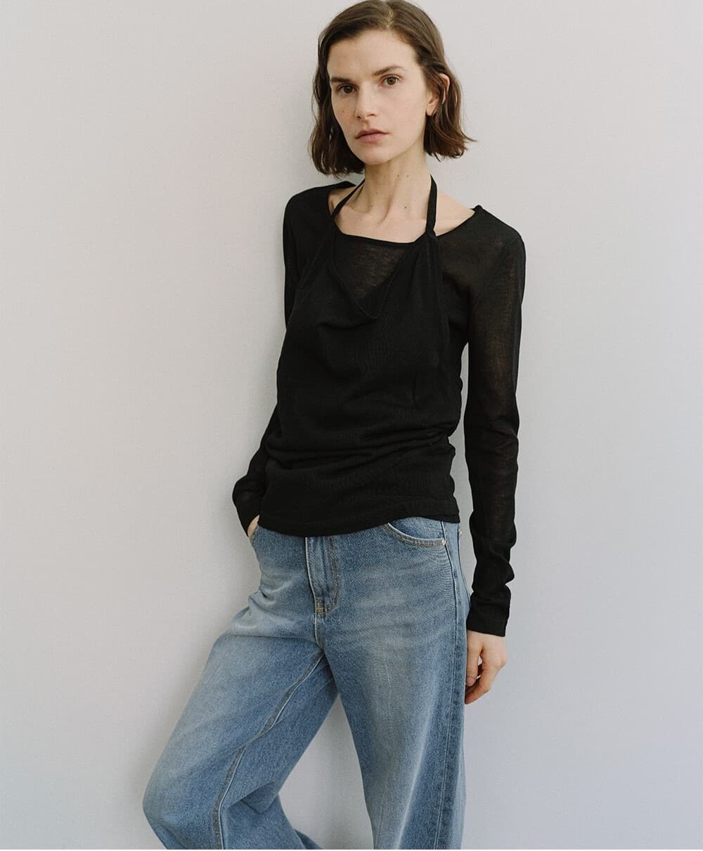 TIS HALTER LAYERED KNIT TOP_BLACK — vue 9