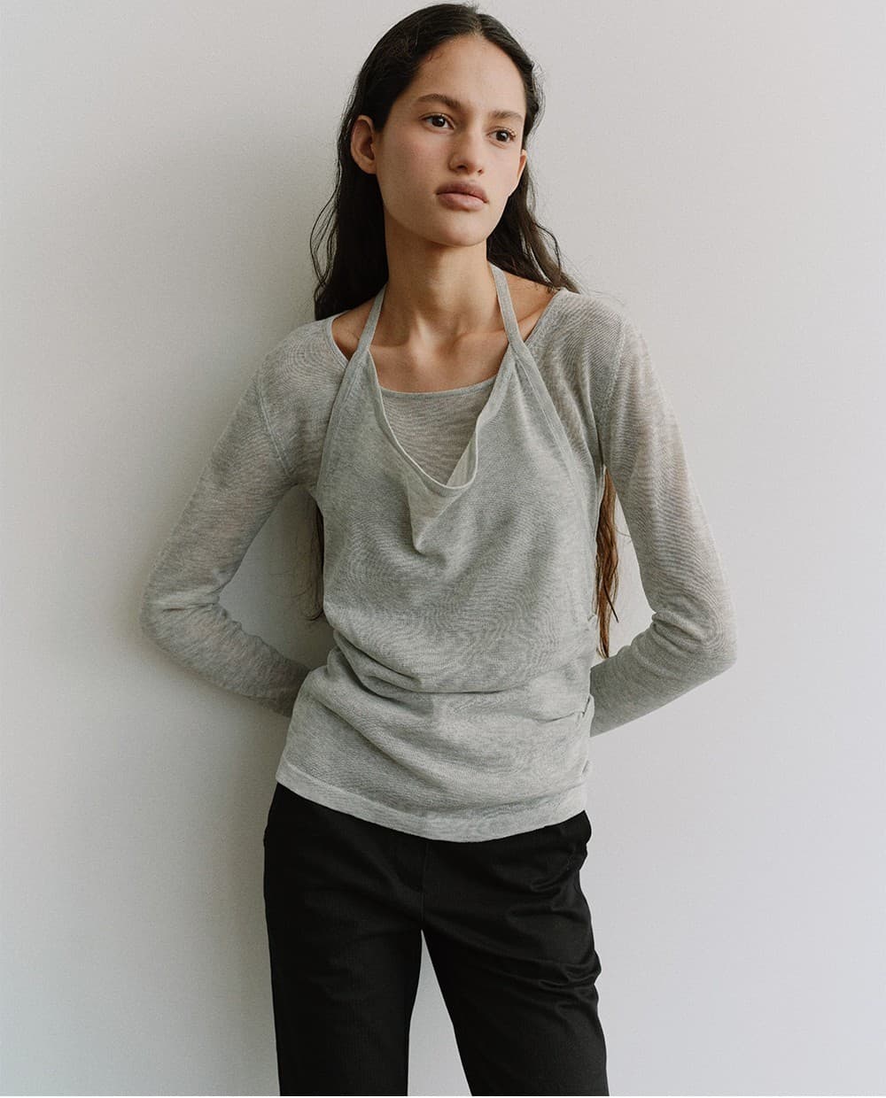 TIS HALTER LAYERED KNIT TOP_GREY — vue 9