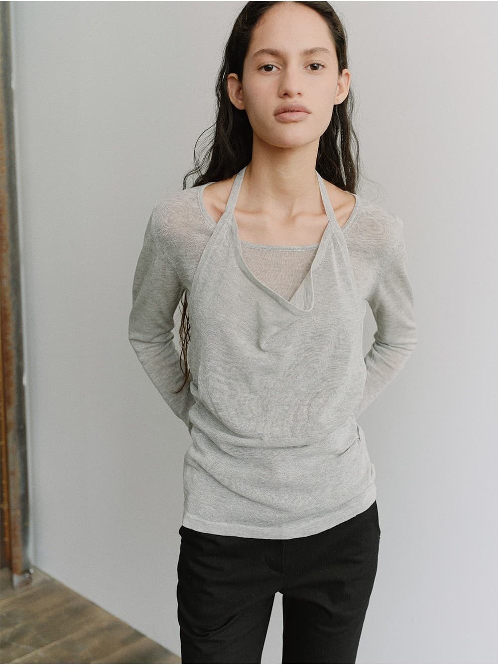 TIS HALTER LAYERED KNIT TOP_GREY — vue 10