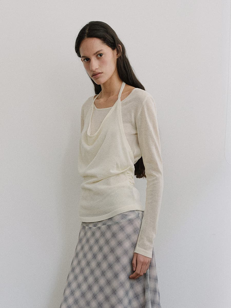 TIS HALTER LAYERED KNIT TOP_IVORY — vue 6