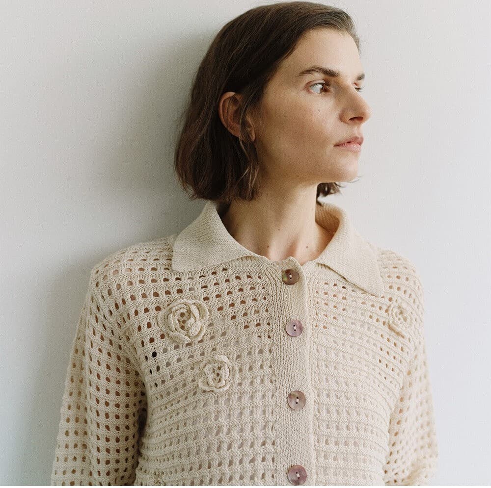 TIS FLORAL NETTING KNIT CARDIGAN_NATURAL — vue 11