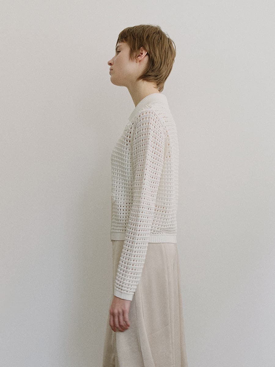 TIS FLORAL NETTING KNIT CARDIGAN_WHITE — vue 6