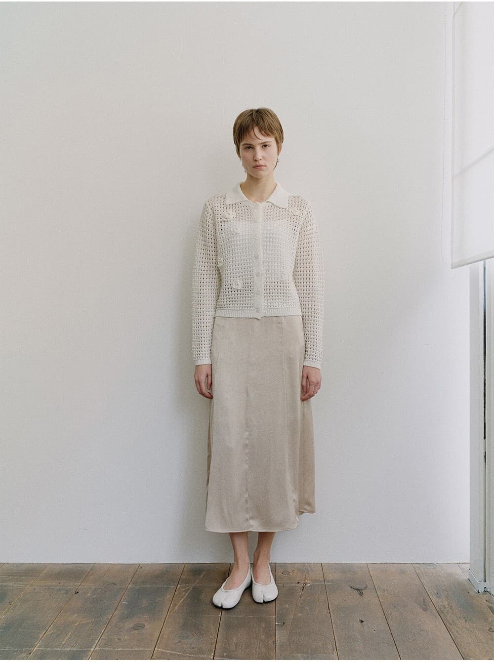 TIS FLORAL NETTING KNIT CARDIGAN_WHITE — vue 9