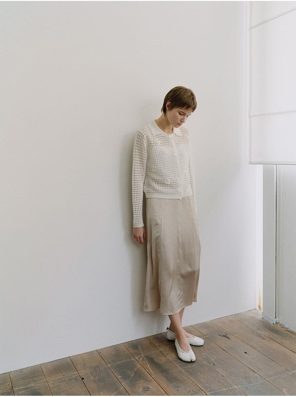 TIS FLORAL NETTING KNIT CARDIGAN_WHITE — vue 11