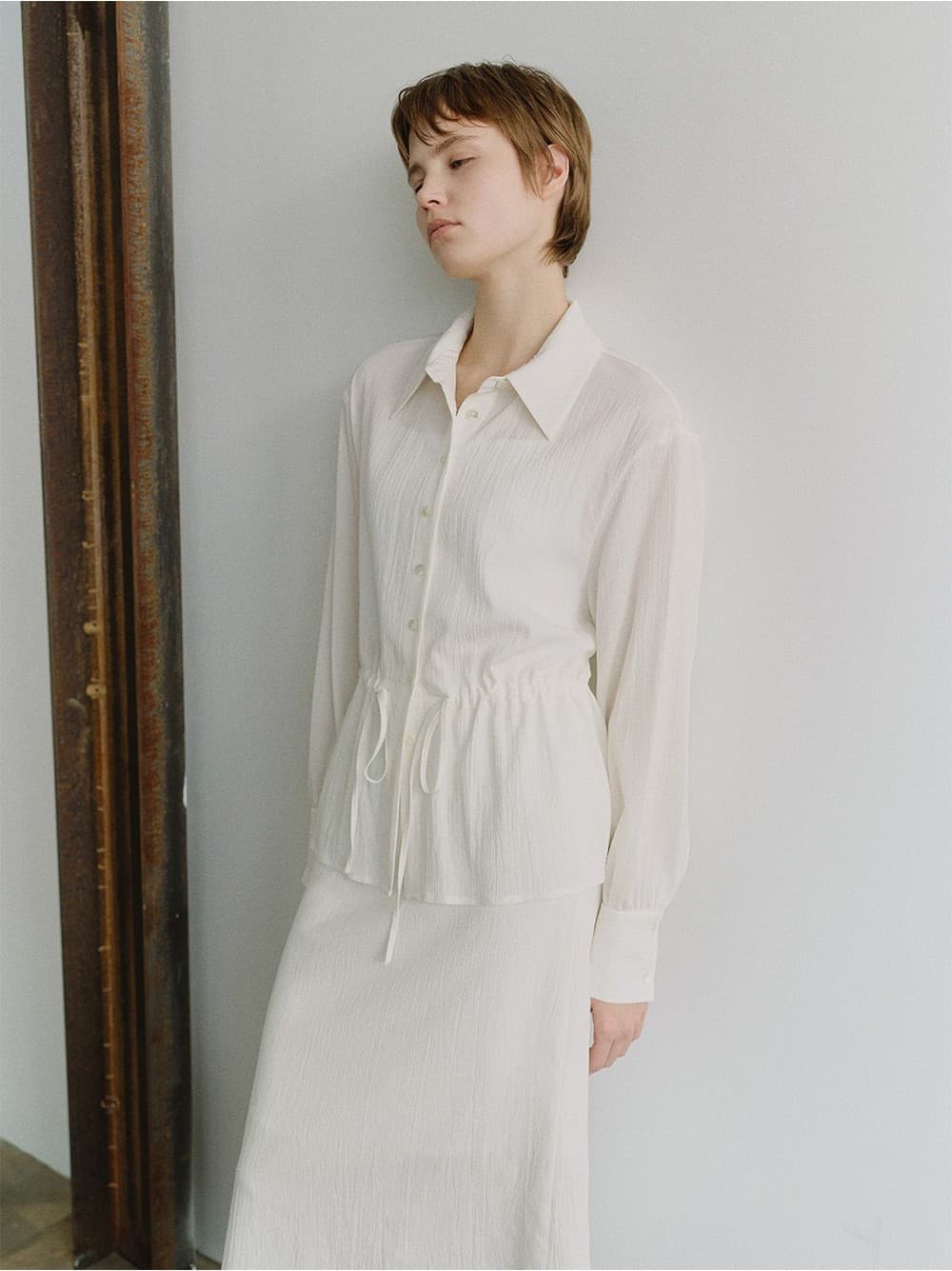 TIS SHEER DRAWSTRING WAIST SHIRT_WHITE — vue 7