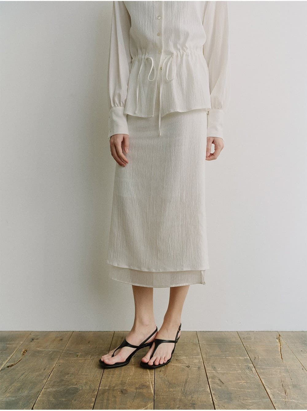 TIS SHEER DRAWSTRING WAIST SHIRT_WHITE — vue 10