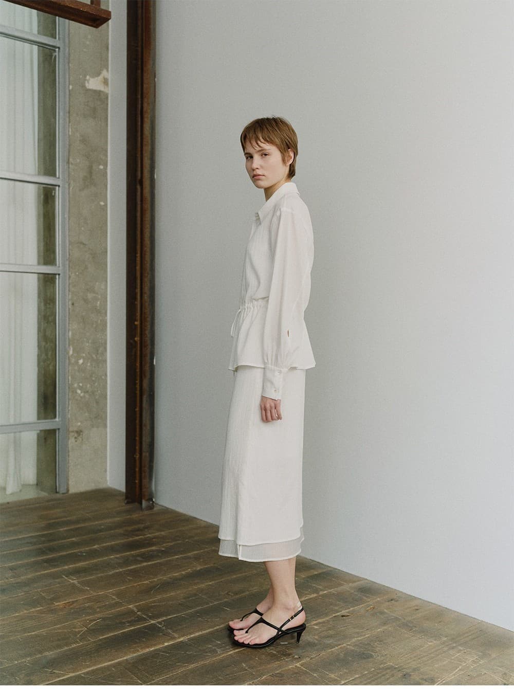 TIS SHEER DRAWSTRING WAIST SHIRT_WHITE — vue 11