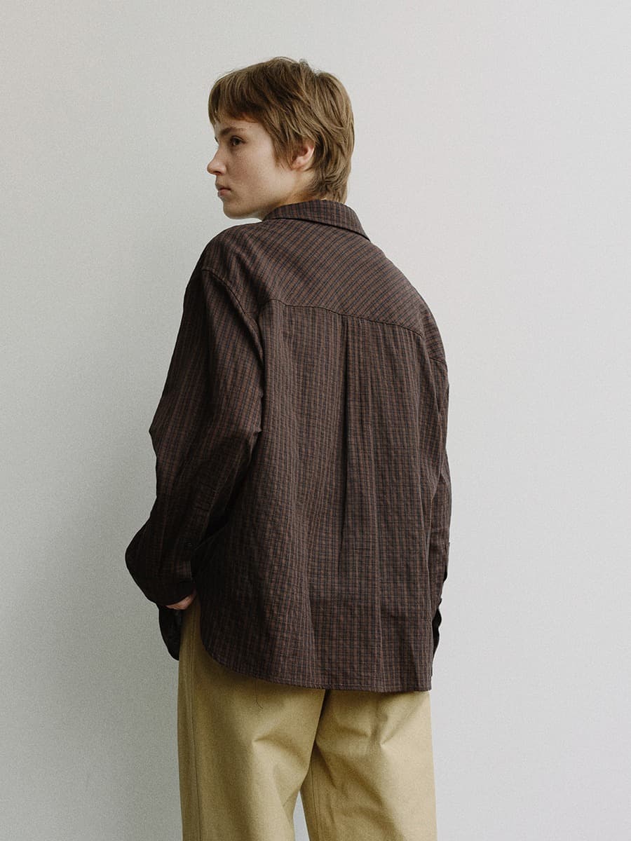 TIS CHECK OVERFIT SHIRT_BROWN — vue 8