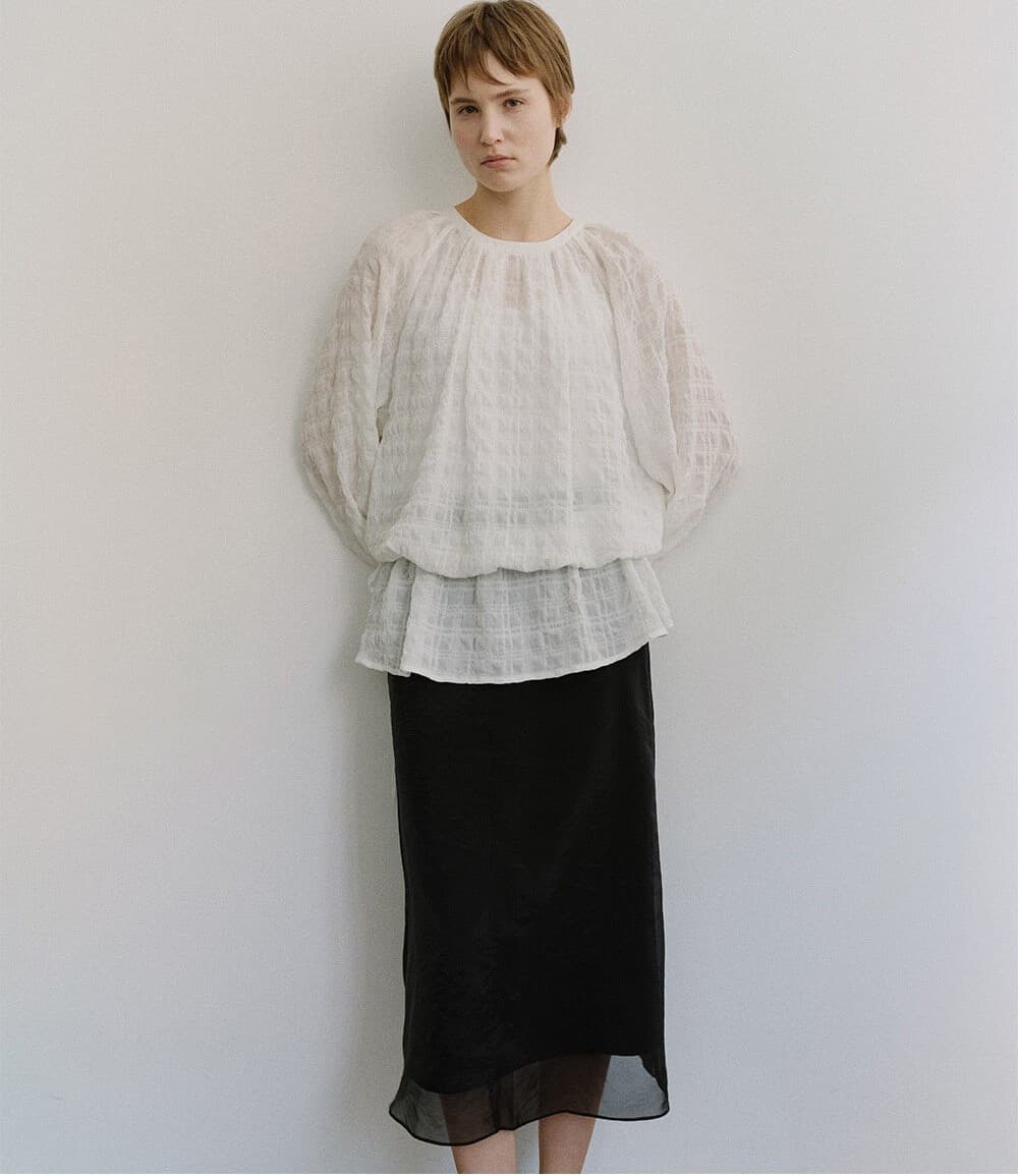 TIS CHECK CRINKLE SHEER BLOUSE_WHITE — vue 10
