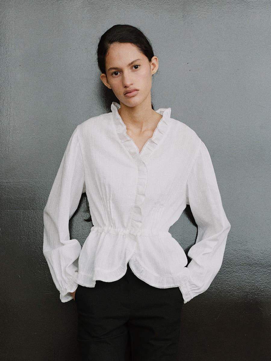 TIS COTTON FRILL BLOUSE_WHITE — vue 2