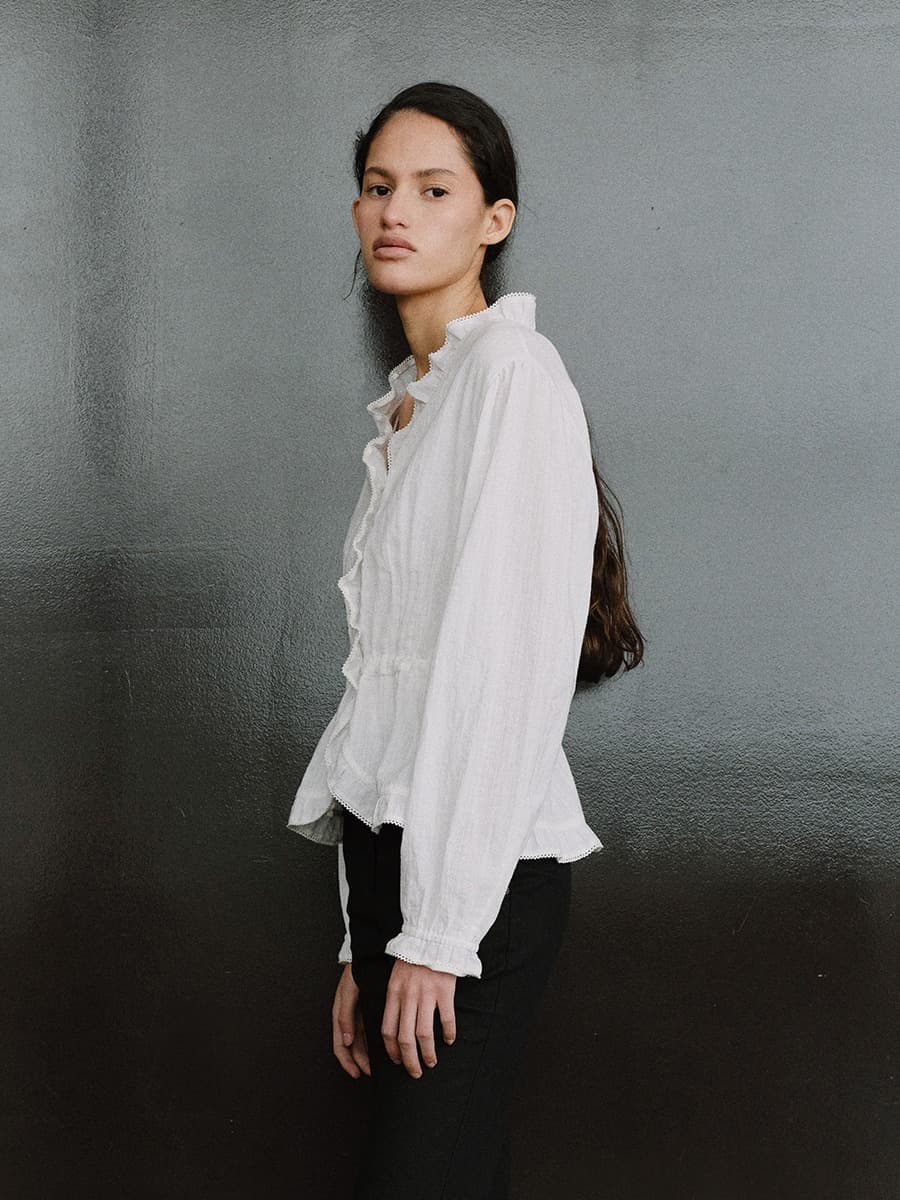 TIS COTTON FRILL BLOUSE_WHITE — vue 4