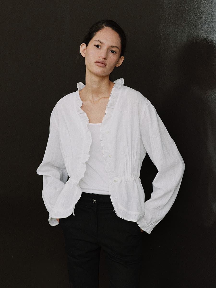 TIS COTTON FRILL BLOUSE_WHITE — vue 7