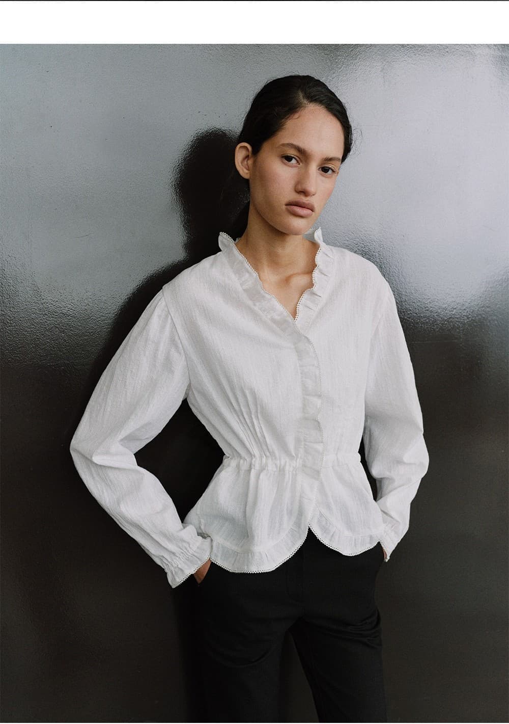 TIS COTTON FRILL BLOUSE_WHITE — vue 10