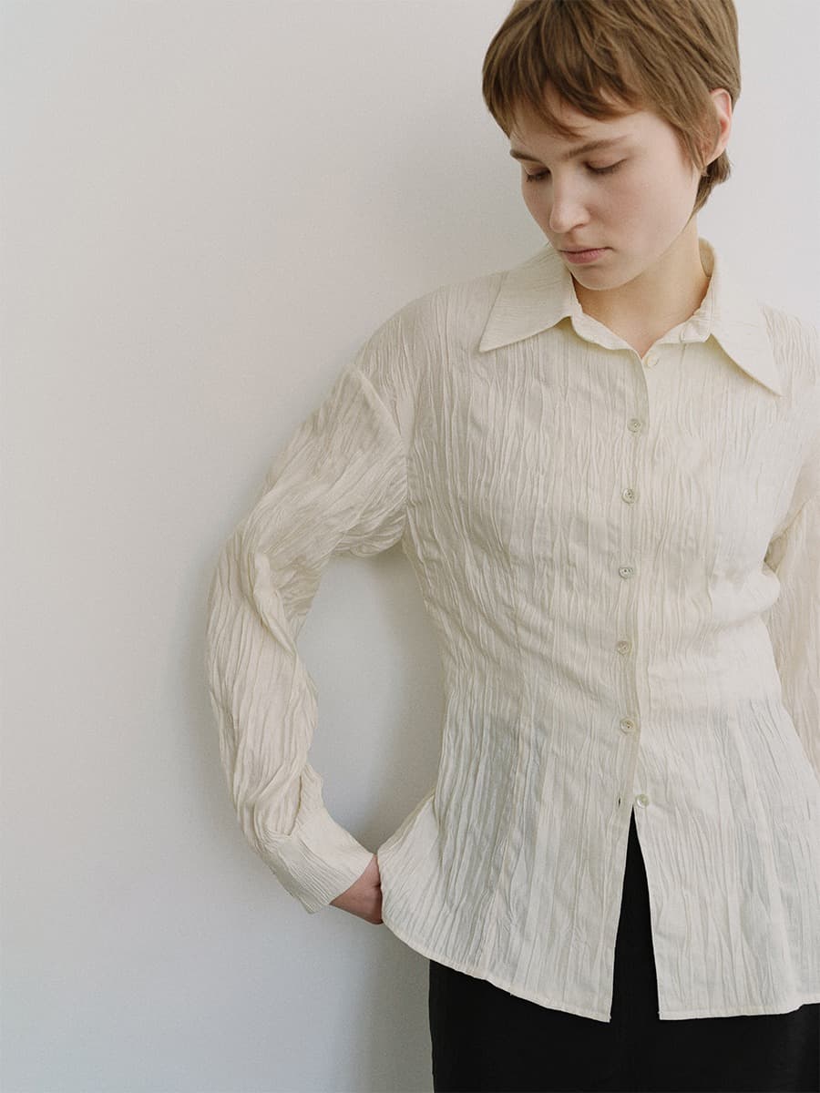 TIS CREPE LINE BLOUSE_IVORY — vue 2