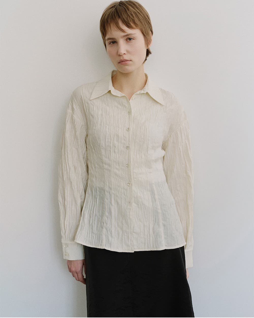 TIS CREPE LINE BLOUSE_IVORY — vue 9