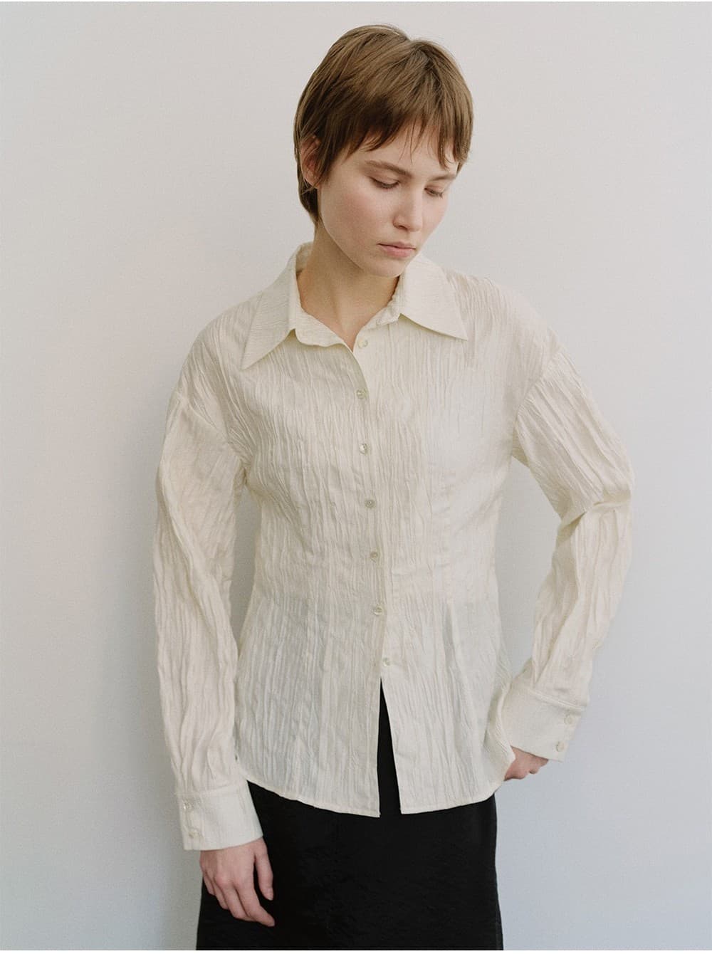 TIS CREPE LINE BLOUSE_IVORY — vue 10