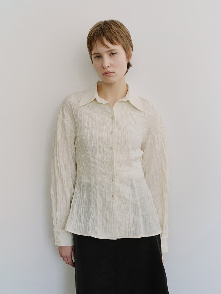 TIS CREPE LINE BLOUSE_IVORY — vue 1