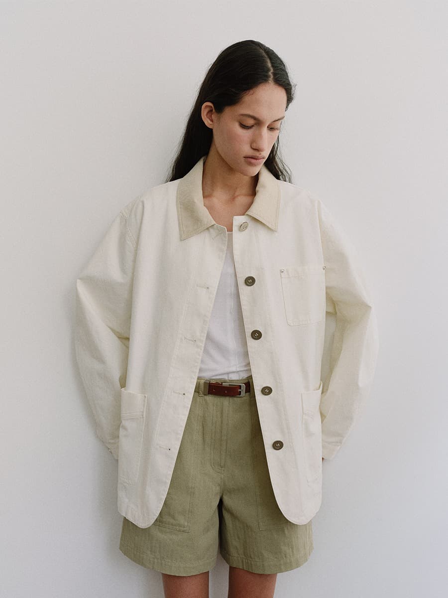 TIS CLASSIC COTTON WORK JACKET_IVORY — vue 2