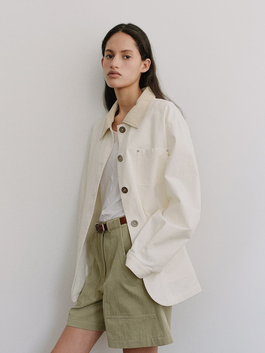 TIS CLASSIC COTTON WORK JACKET_IVORY — vue 4