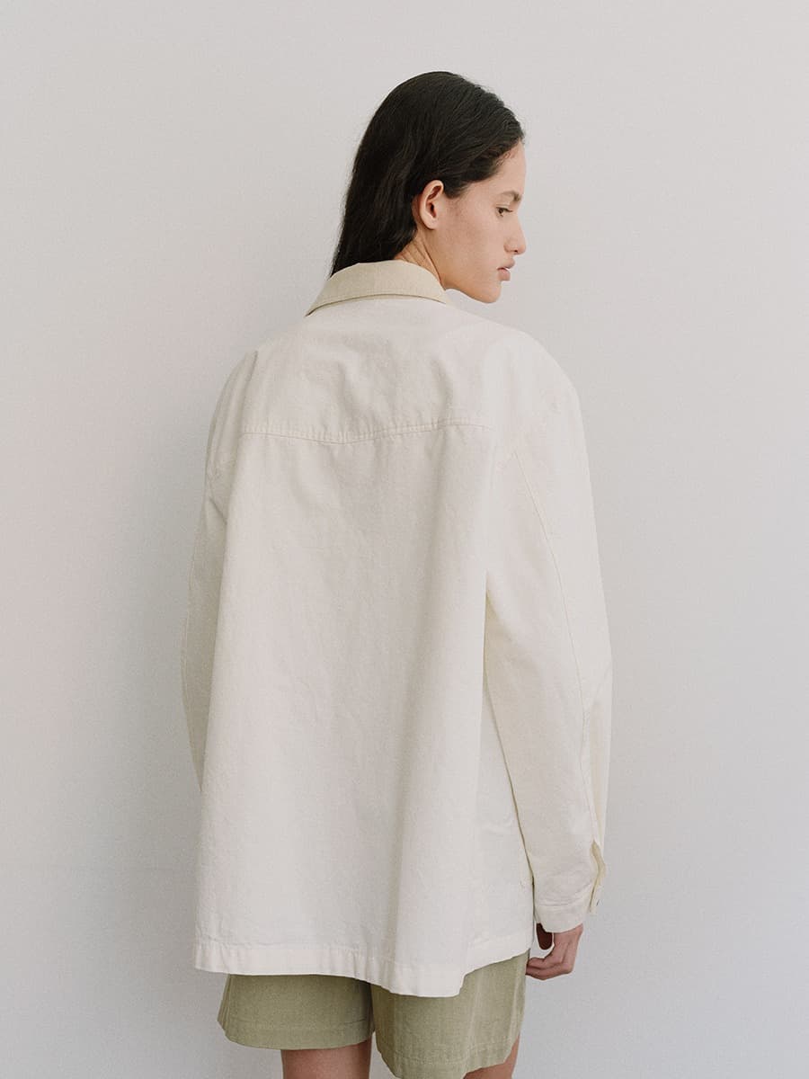 TIS CLASSIC COTTON WORK JACKET_IVORY — vue 5