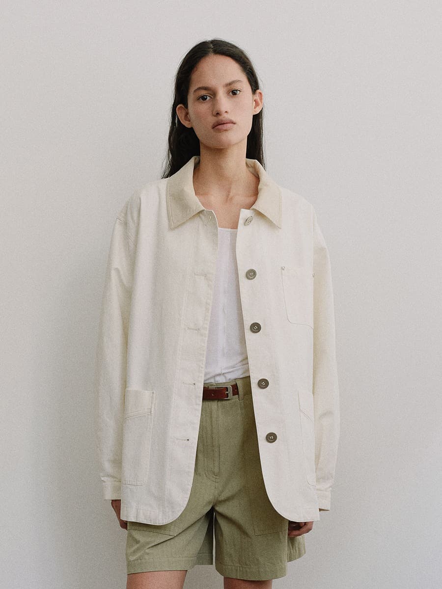 TIS CLASSIC COTTON WORK JACKET_IVORY — vue 1