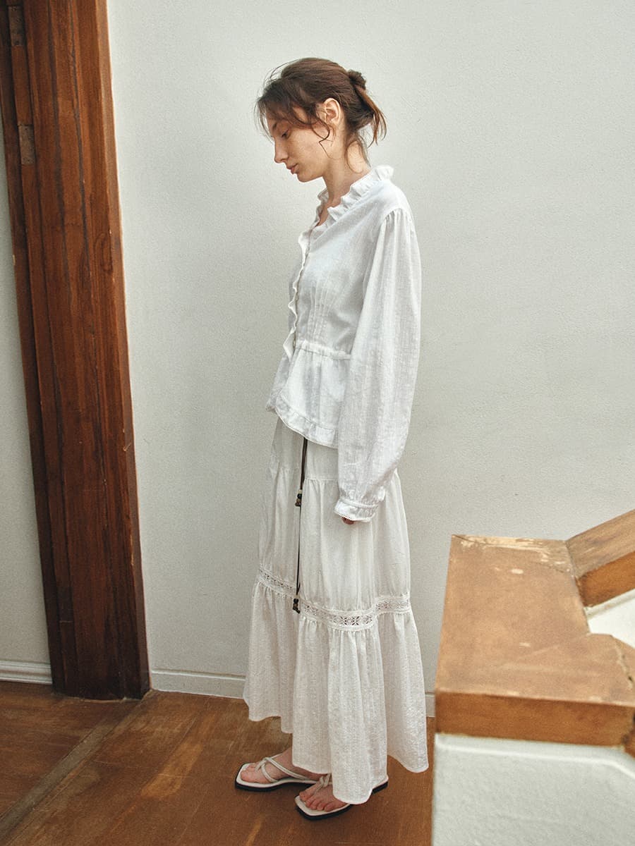 TIS LACE TIERED SKIRT_WHITE — vue 3